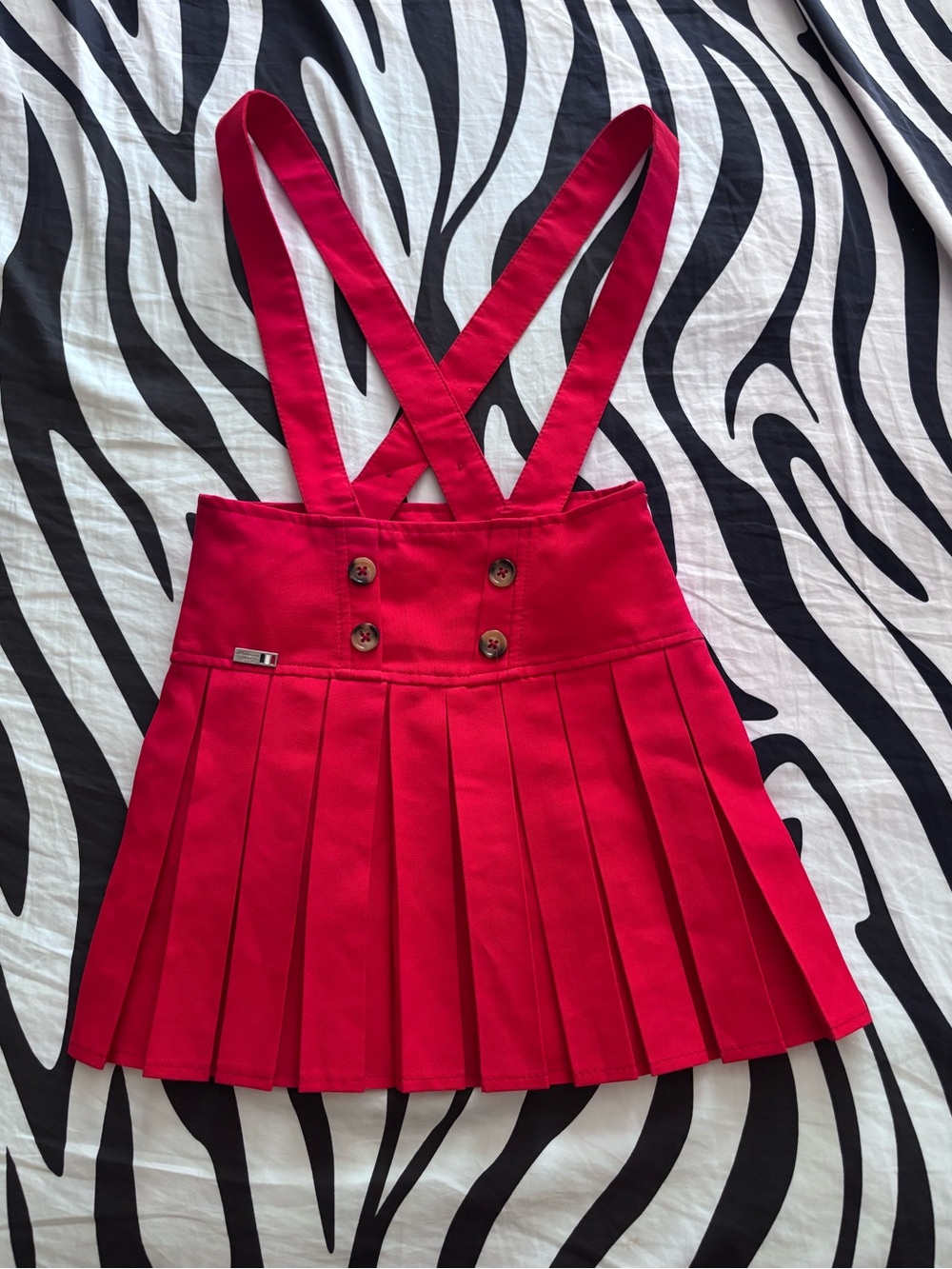 Vintage Red Pleated Suspender pleated skirt girls 6 years